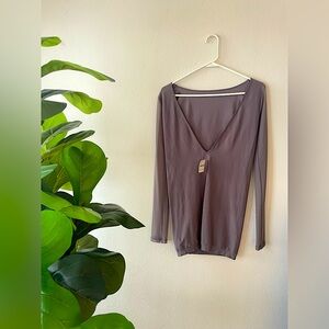 NWT Free People intimately Purple/Gray Deep V-Neck Dress Women’s Size M/L